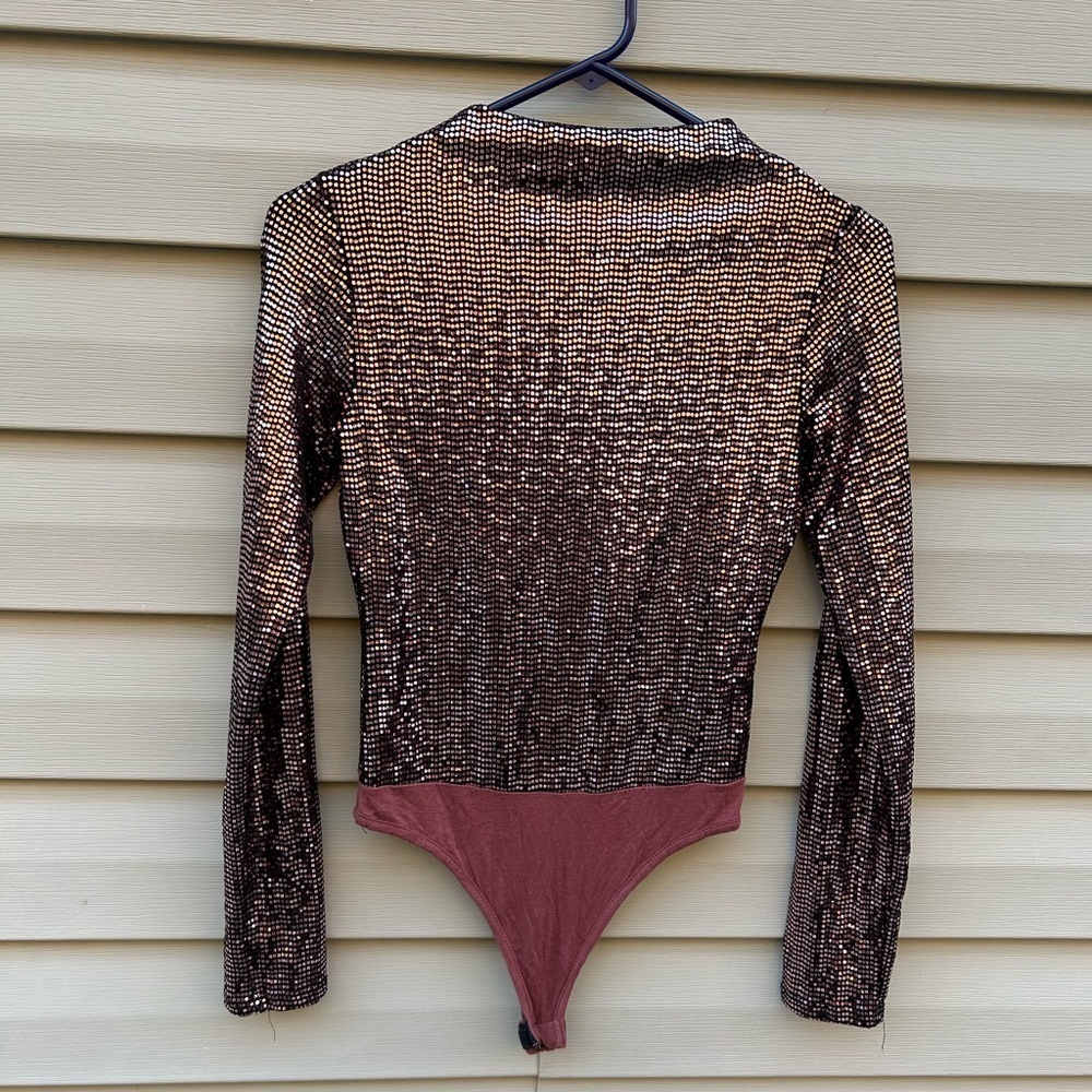 Vintage BlackBead Y2K size M copper beaded bodysuit Swiftie sequins